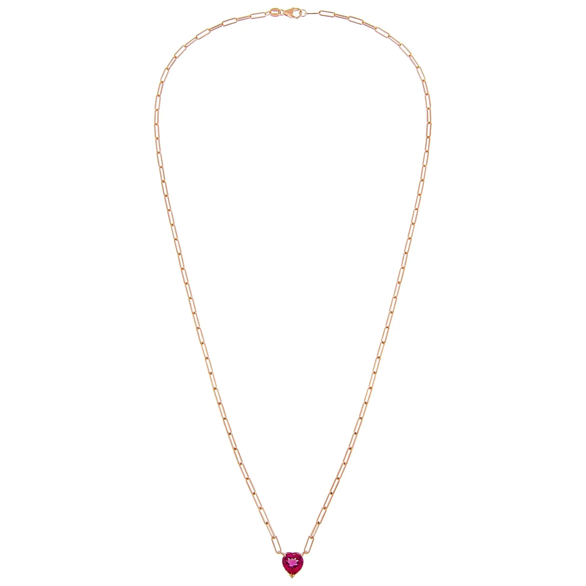 Diamond Topaz Heart Link Necklace 14K