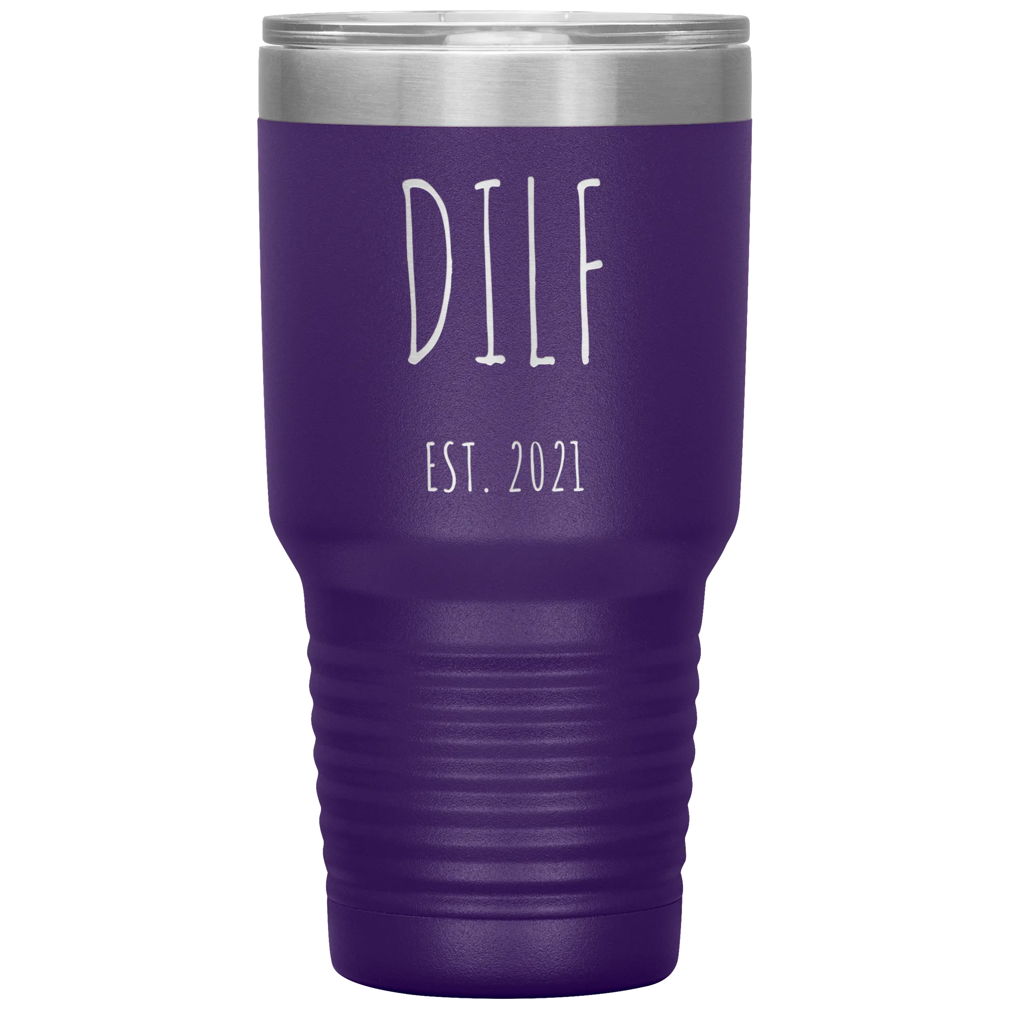 DILF Mug Present For New Dad Gifts Funny New Father Est 2021 Tumbler Metal Insulated Hot Cold Travel Coffee Cup 30oz BPA Free