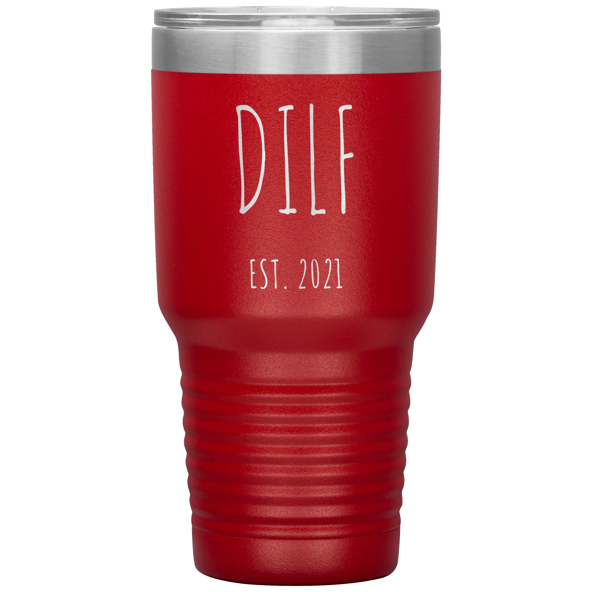 DILF Mug Present For New Dad Gifts Funny New Father Est 2021 Tumbler Metal Insulated Hot Cold Travel Coffee Cup 30oz BPA Free