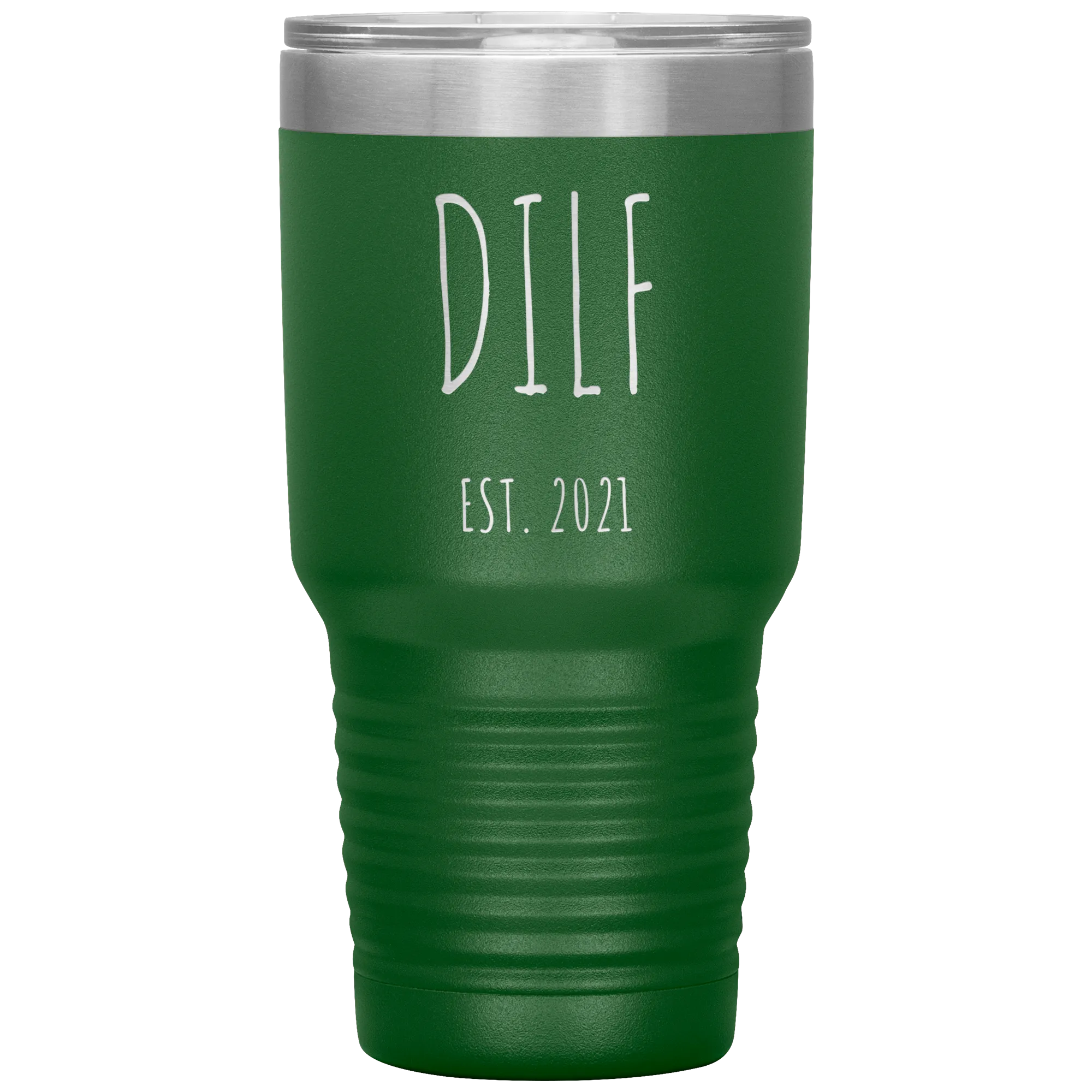 DILF Mug Present For New Dad Gifts Funny New Father Est 2021 Tumbler Metal Insulated Hot Cold Travel Coffee Cup 30oz BPA Free