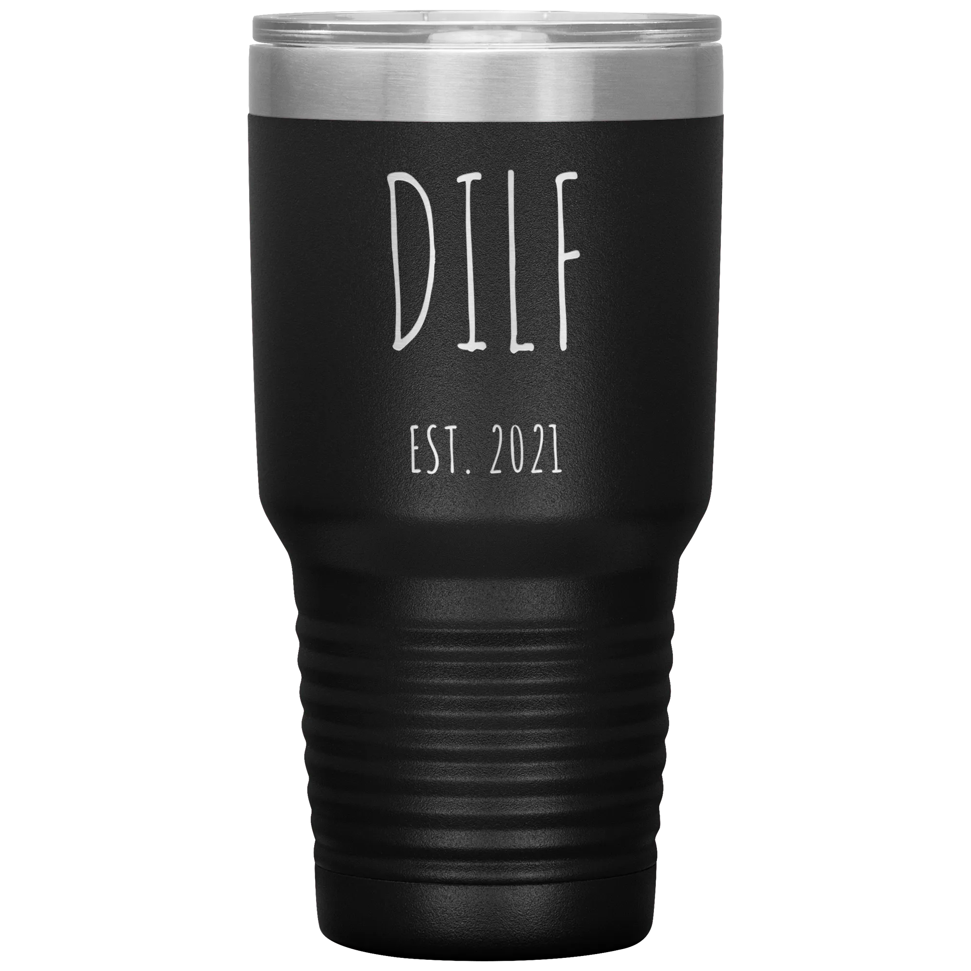 DILF Mug Present For New Dad Gifts Funny New Father Est 2021 Tumbler Metal Insulated Hot Cold Travel Coffee Cup 30oz BPA Free