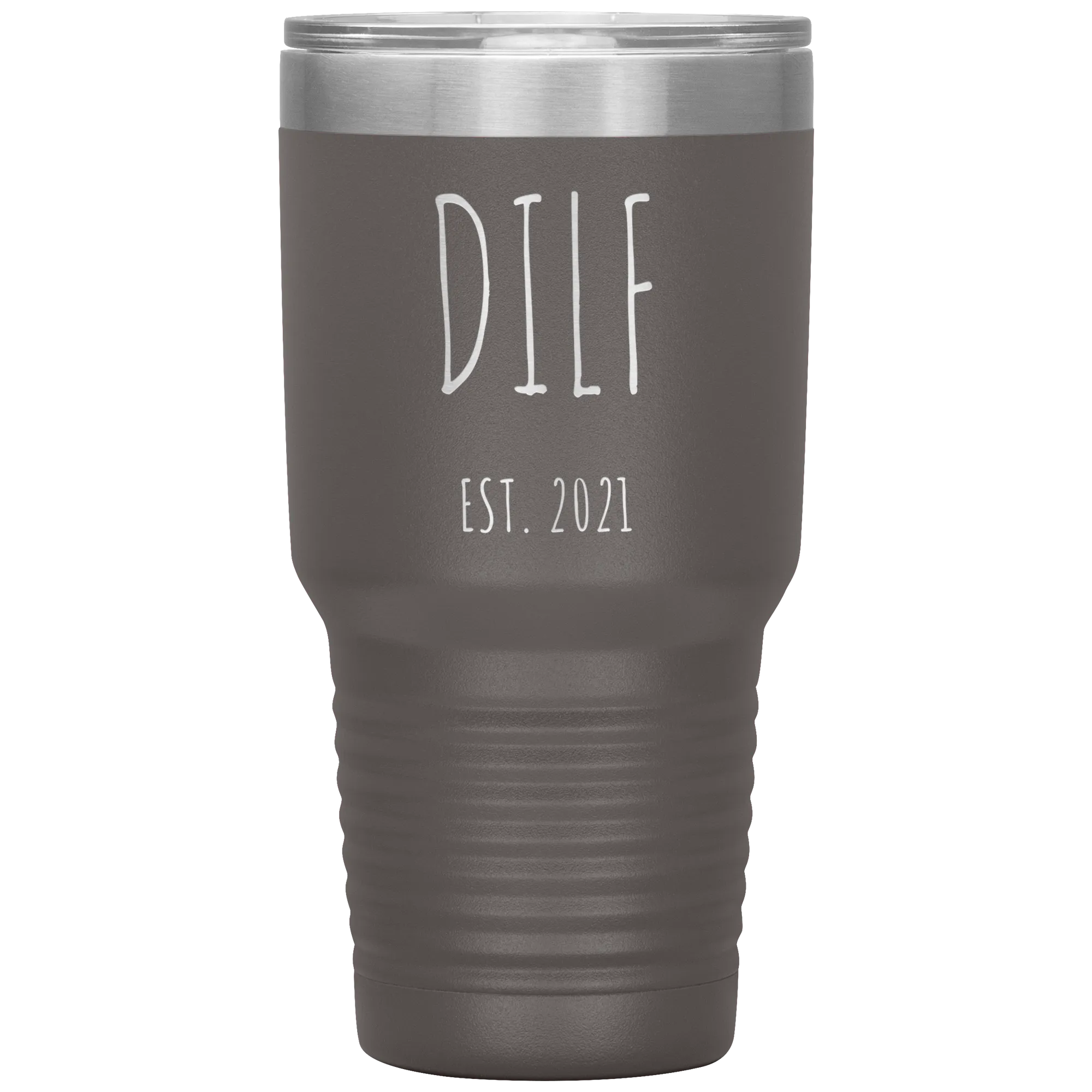 DILF Mug Present For New Dad Gifts Funny New Father Est 2021 Tumbler Metal Insulated Hot Cold Travel Coffee Cup 30oz BPA Free