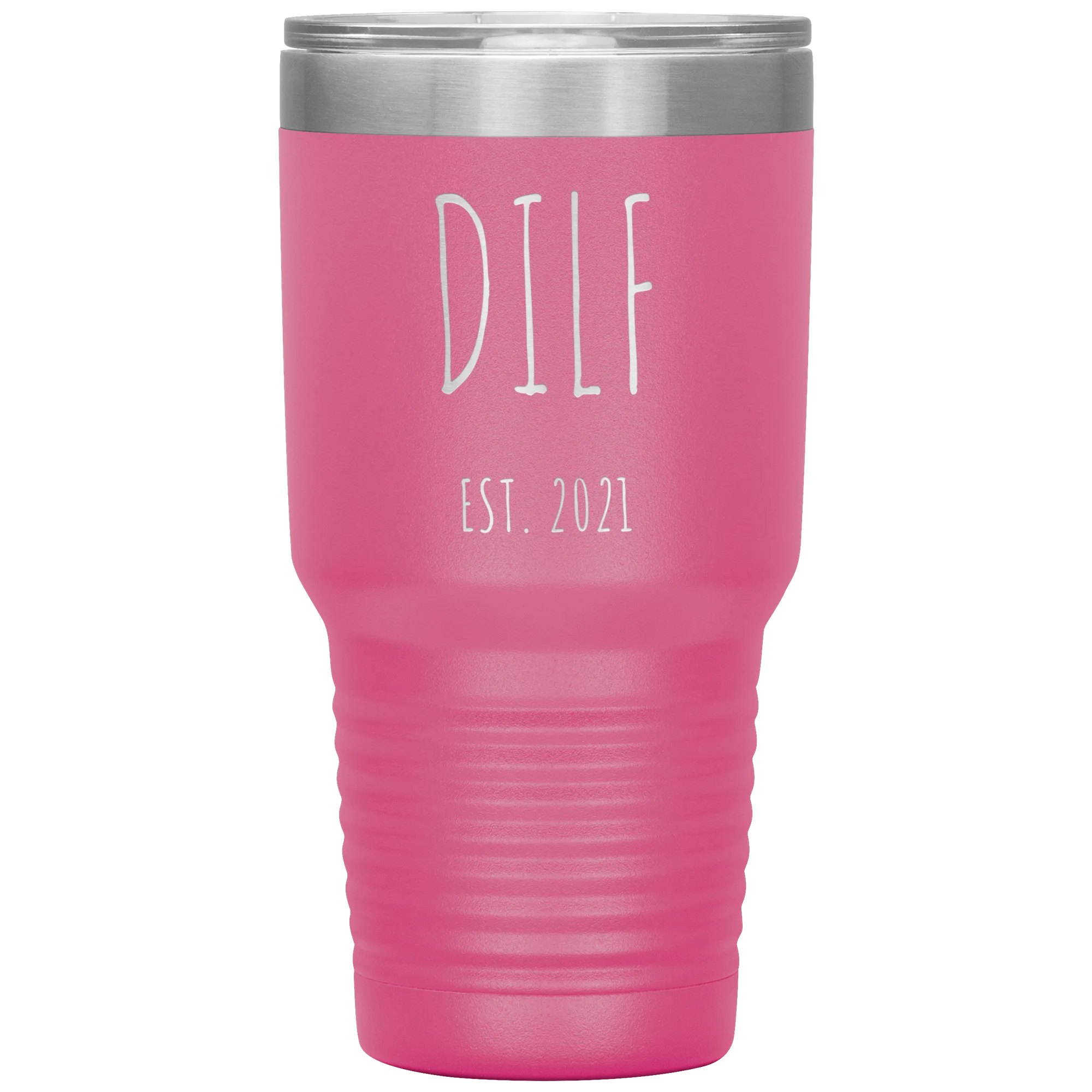 DILF Mug Present For New Dad Gifts Funny New Father Est 2021 Tumbler Metal Insulated Hot Cold Travel Coffee Cup 30oz BPA Free