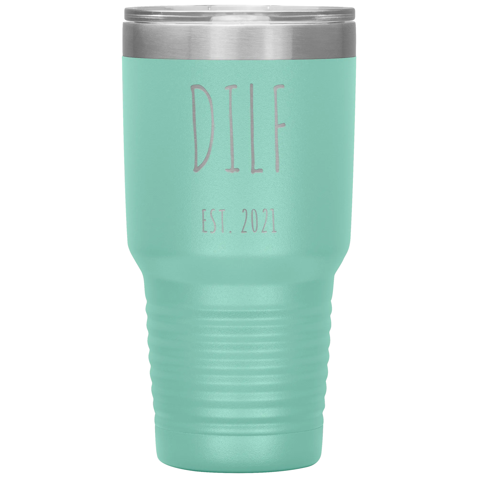 DILF Mug Present For New Dad Gifts Funny New Father Est 2021 Tumbler Metal Insulated Hot Cold Travel Coffee Cup 30oz BPA Free