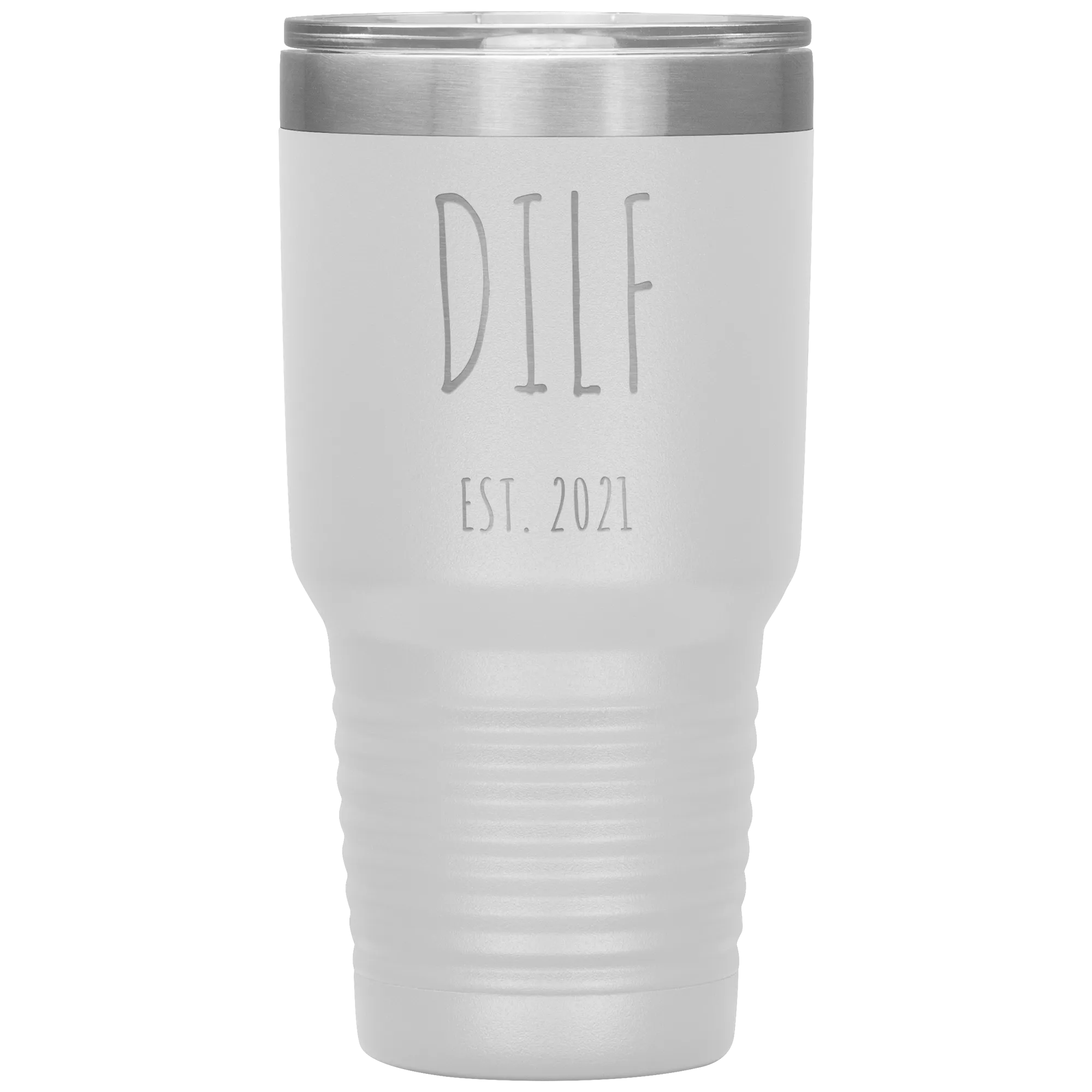 DILF Mug Present For New Dad Gifts Funny New Father Est 2021 Tumbler Metal Insulated Hot Cold Travel Coffee Cup 30oz BPA Free