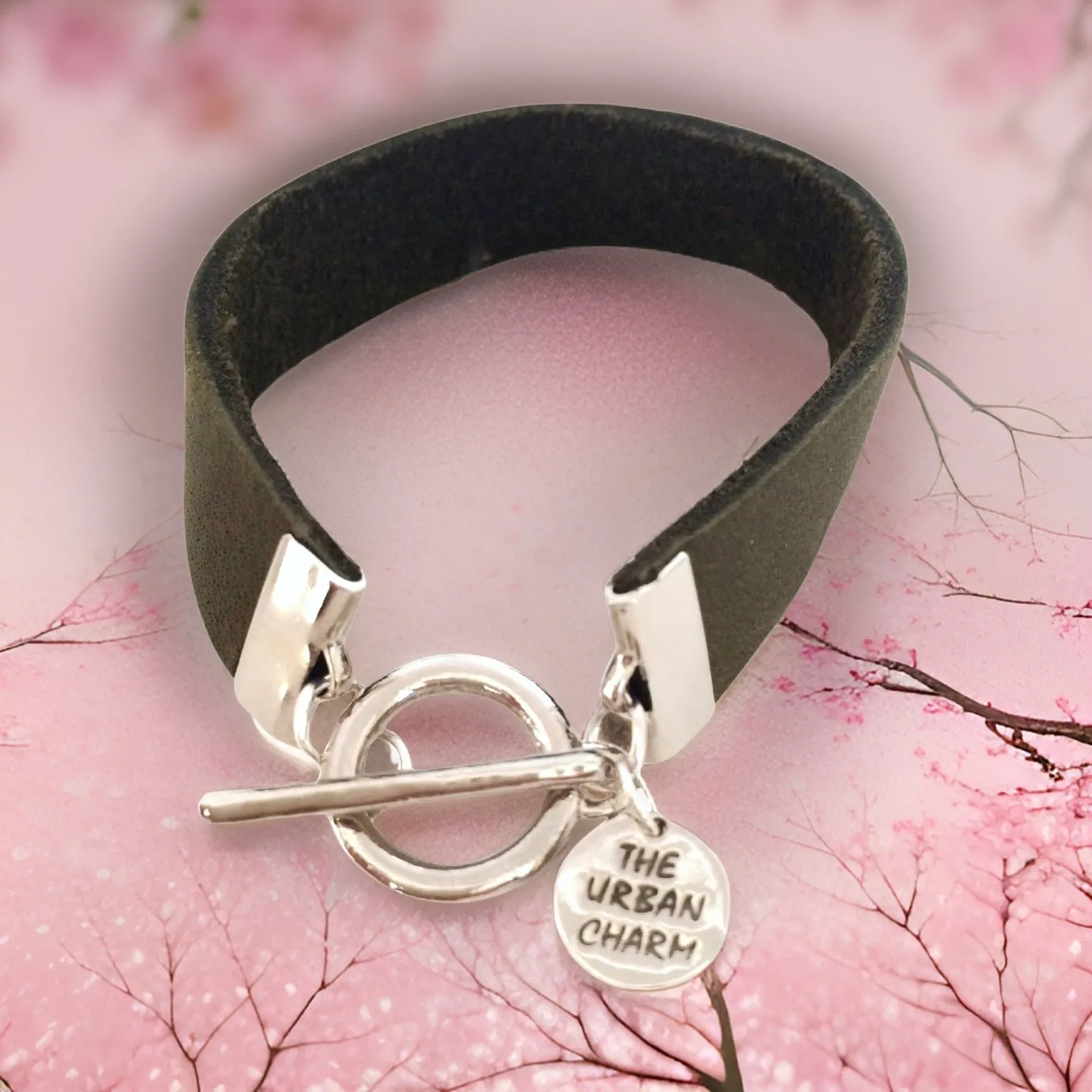 Distressed Olive Leather Color Band Bracelet by The Urban Charm
