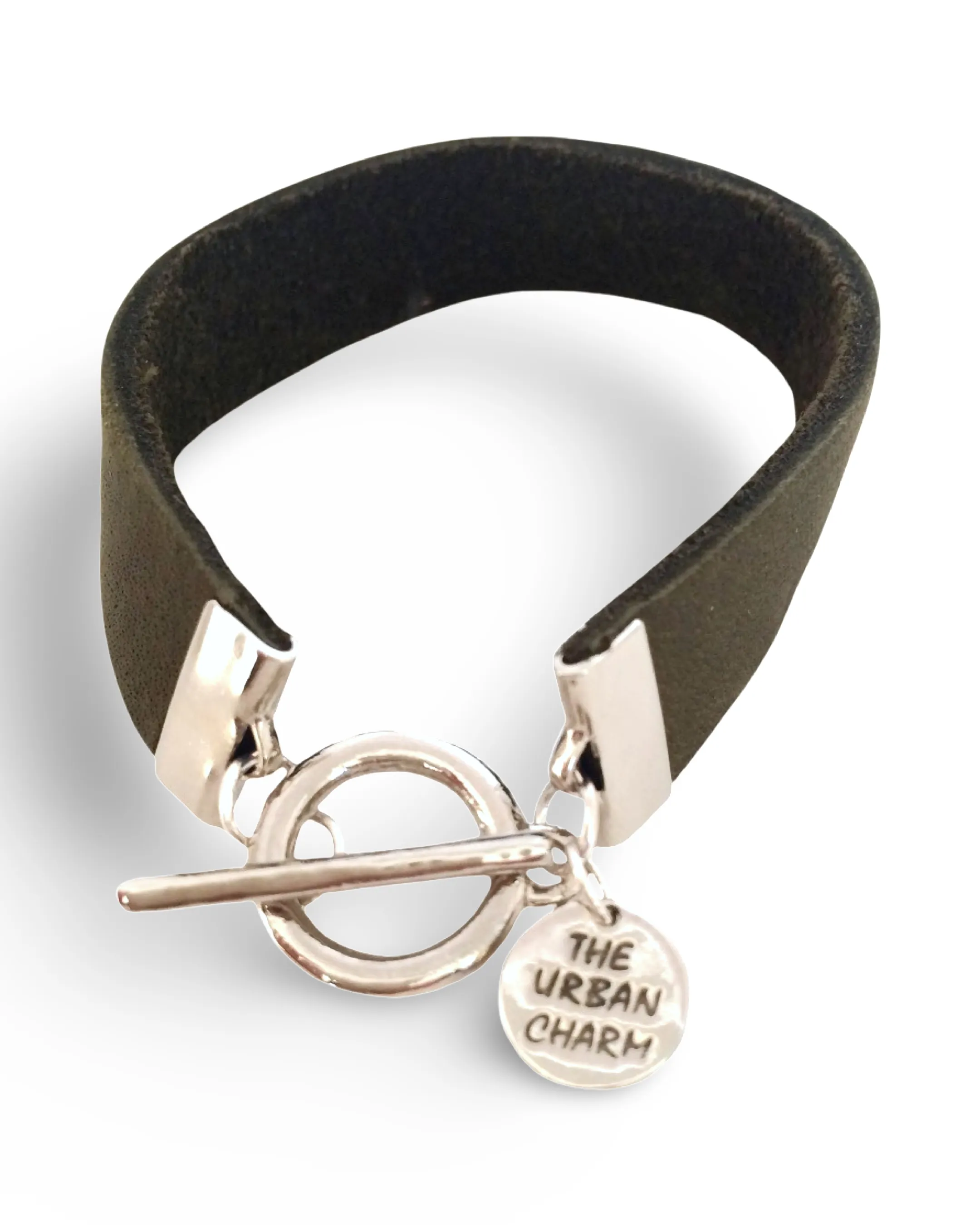 Distressed Olive Leather Color Band Bracelet by The Urban Charm