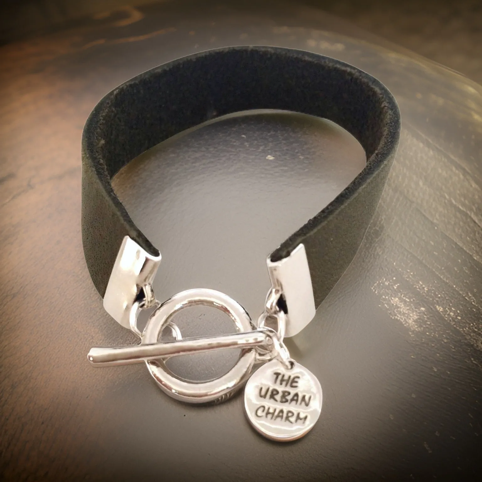 Distressed Olive Leather Color Band Bracelet by The Urban Charm