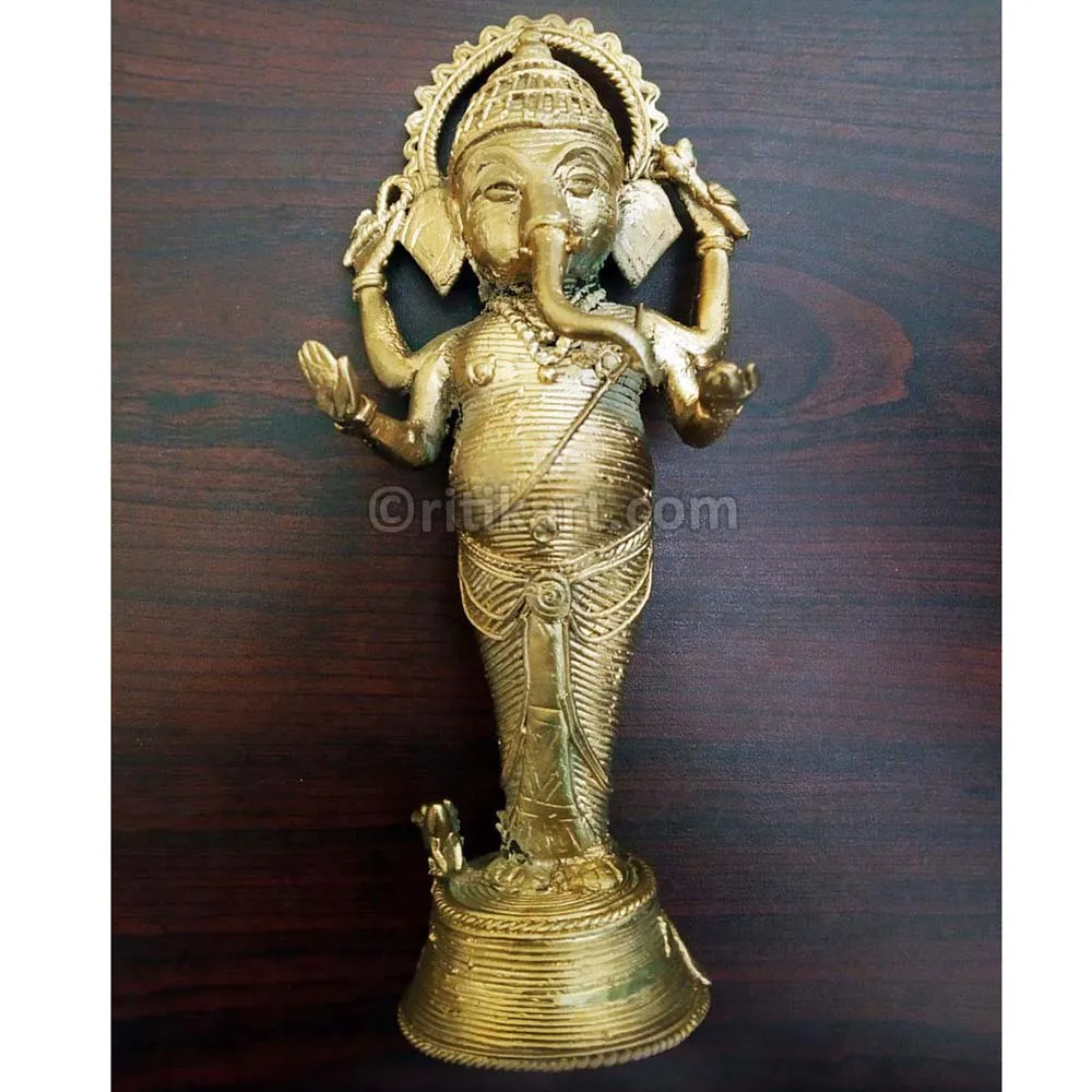 Dokra Brass standing Ganesh speciality Showpiece