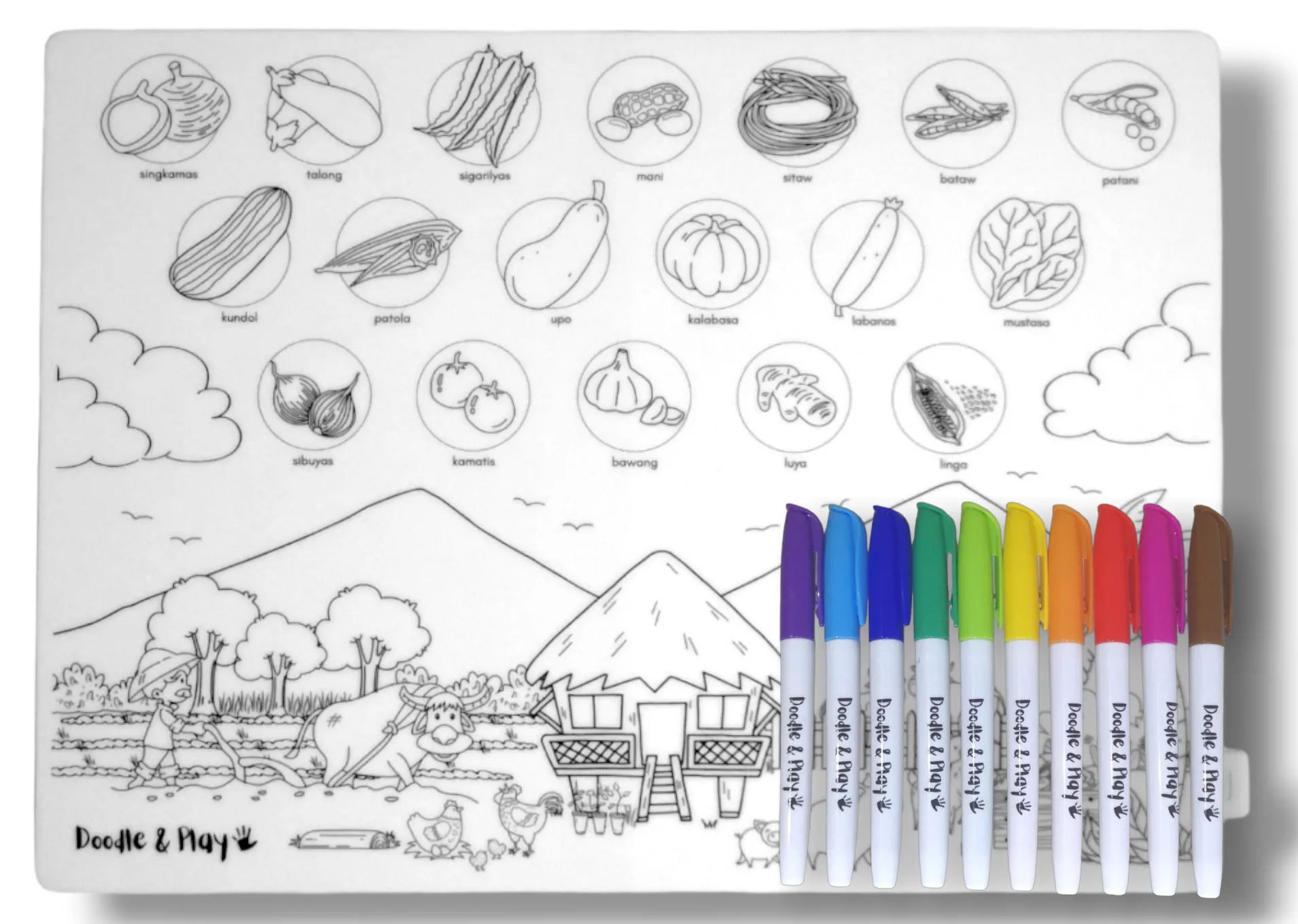 Doodle & Play Reusable Coloring Mats and Pens