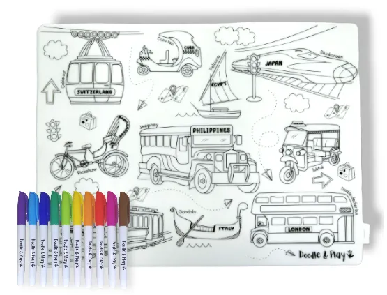 Doodle & Play Reusable Coloring Mats and Pens