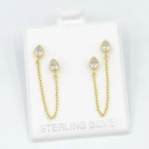 Double Piercing Studs with Chain