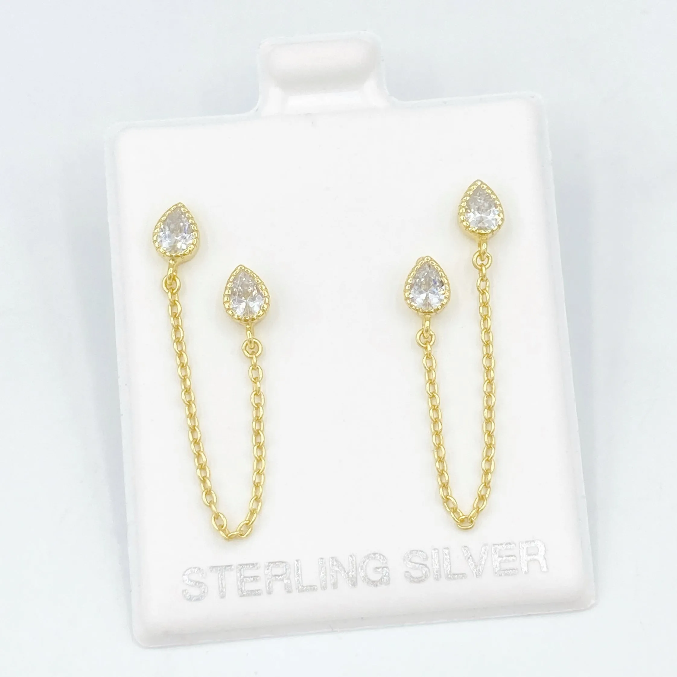 Double Piercing Studs with Chain