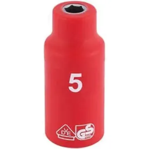 Draper Fully Insulated Vde Socket, 1/4" Sq. Dr., 5Mm Dr-31164