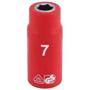 Draper Fully Insulated Vde Socket, 1/4" Sq. Dr., 7Mm Dr-31325