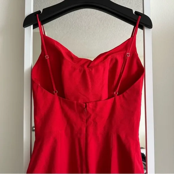 DRESS THE POPULATION Nikki Cowl Neck Cocktail Midi Rouge Red Dress Size S NWOT
