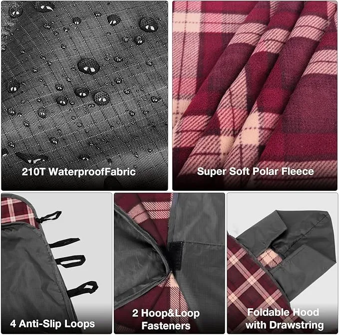 DUKUSEEK Stadium Blanket Waterproof Windproof, Outdoor Hooded Blankets for Camping, Sporting Events, Picnic and Car - Insulated Foldable Blanket and Throws, 79"x 59"