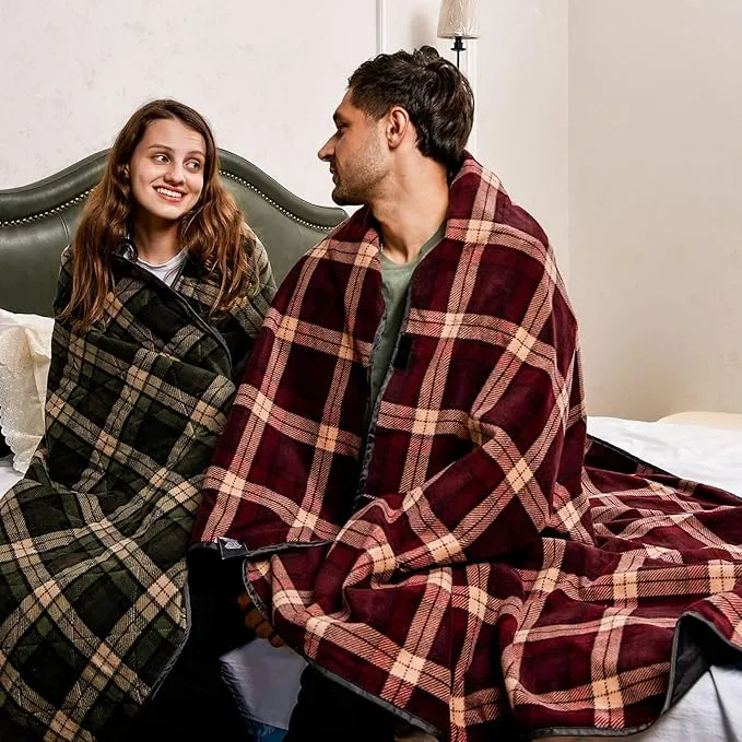 DUKUSEEK Waterproof Stadium Blanket with Hood, Wine Red Plain Waterproof Outdoor Blankets, Large 79"x 59"