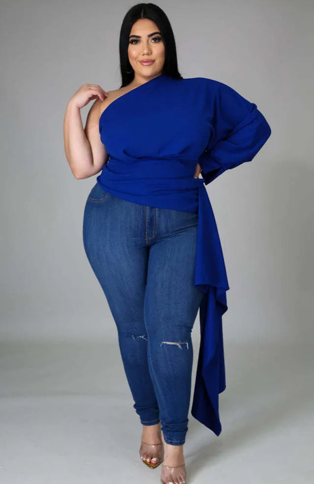 Elegant One-Shoulder Asymmetric Long Sleeve Top