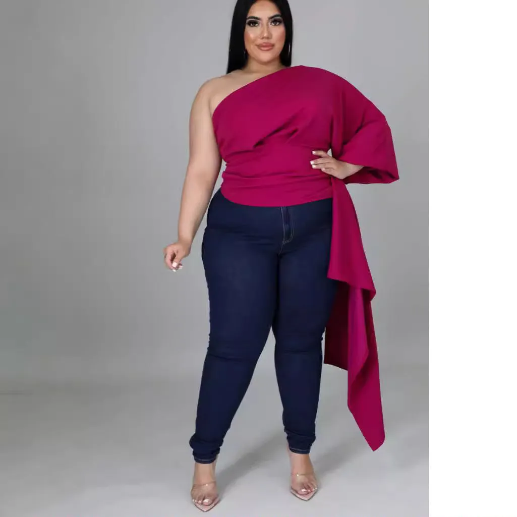 Elegant One-Shoulder Asymmetric Long Sleeve Top