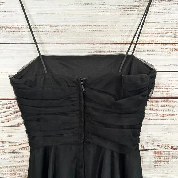 Eliza J Black Tulle and Sequin Spaghetti Strap Dress, EUC, Size 2, MSRP $179