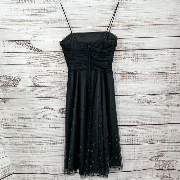 Eliza J Black Tulle and Sequin Spaghetti Strap Dress, EUC, Size 2, MSRP $179