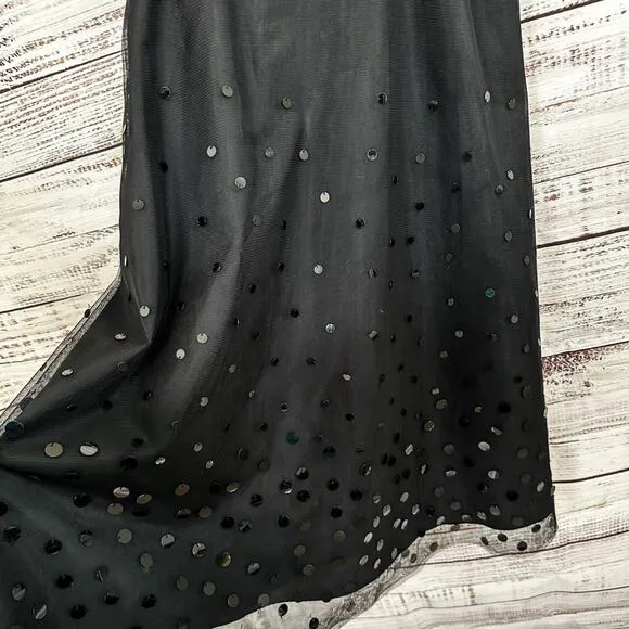 Eliza J Black Tulle and Sequin Spaghetti Strap Dress, EUC, Size 2, MSRP $179