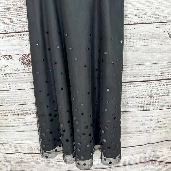 Eliza J Black Tulle and Sequin Spaghetti Strap Dress, EUC, Size 2, MSRP $179