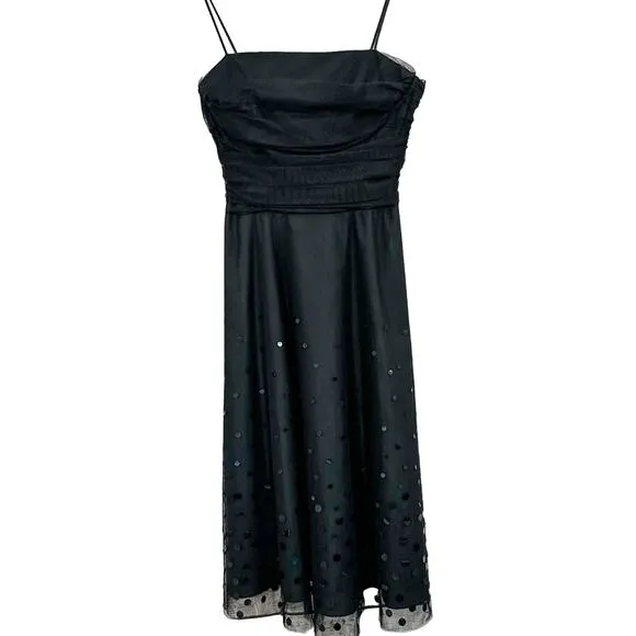 Eliza J Black Tulle and Sequin Spaghetti Strap Dress, EUC, Size 2, MSRP $179