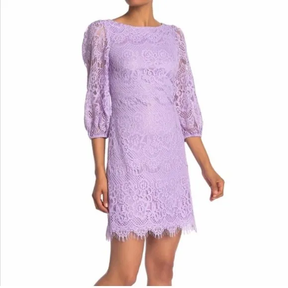 Eliza J Lilac Lace Sheath Dress Size 6