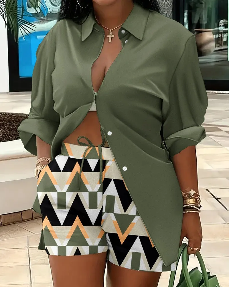 Fashion printed temperament commuting two-piece set AY3058