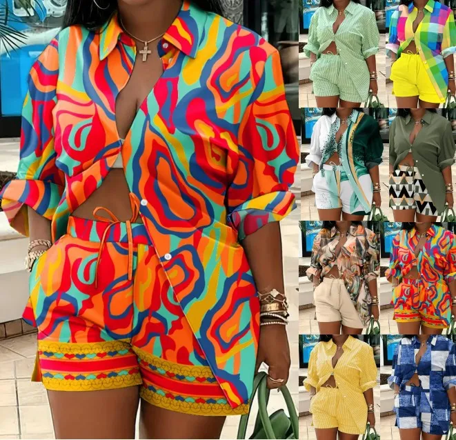 Fashion printed temperament commuting two-piece set AY3058