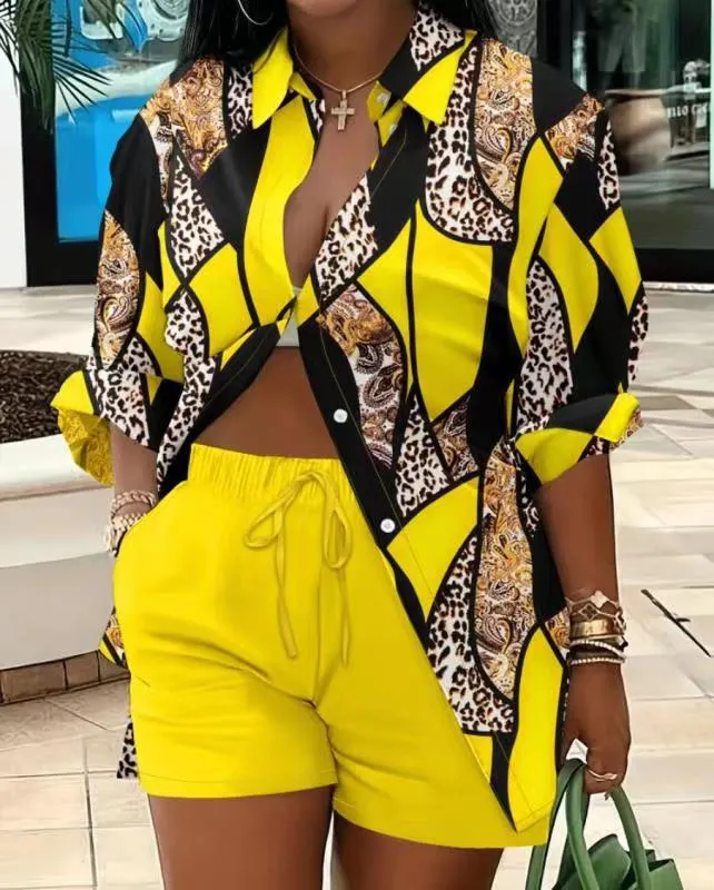 Fashion printed temperament commuting two-piece set AY3058