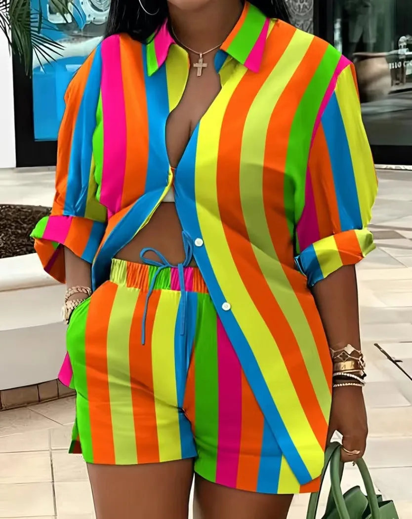 Fashion printed temperament commuting two-piece set AY3058