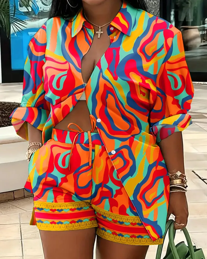 Fashion printed temperament commuting two-piece set AY3058