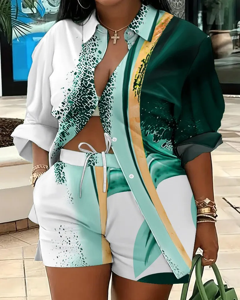 Fashion printed temperament commuting two-piece set AY3058
