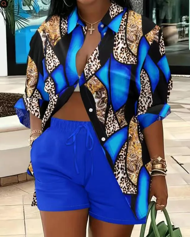 Fashion printed temperament commuting two-piece set AY3058