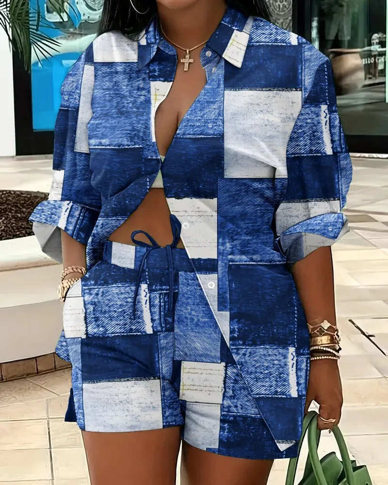 Fashion printed temperament commuting two-piece set AY3058