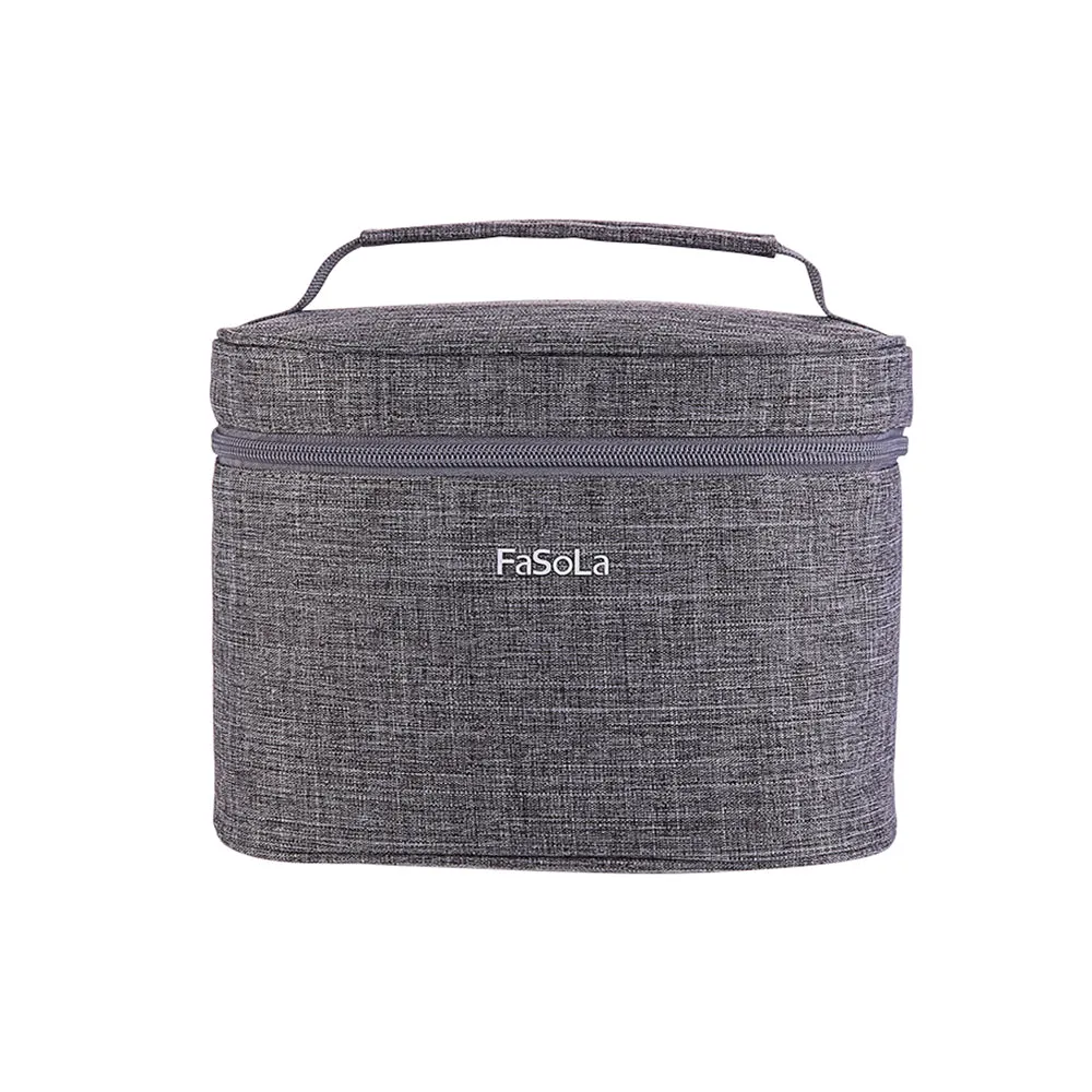 Fasola Insulated Cylinder Lunch Bag - Grey, 22x15x16cm