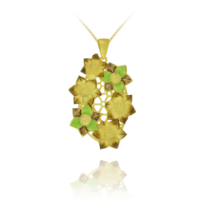 Filigree Enamel Pendant with Flowers