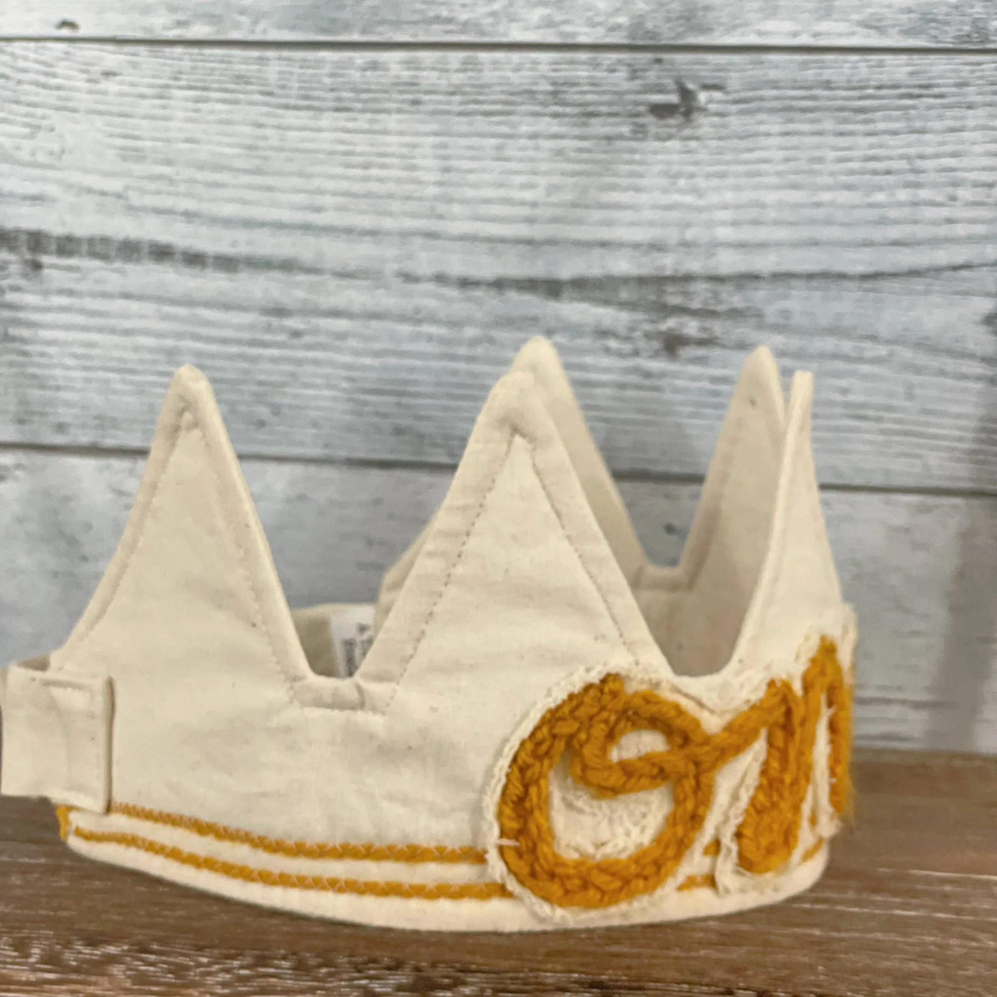 FIRST BIRTHDAY CROWN mustard crochet