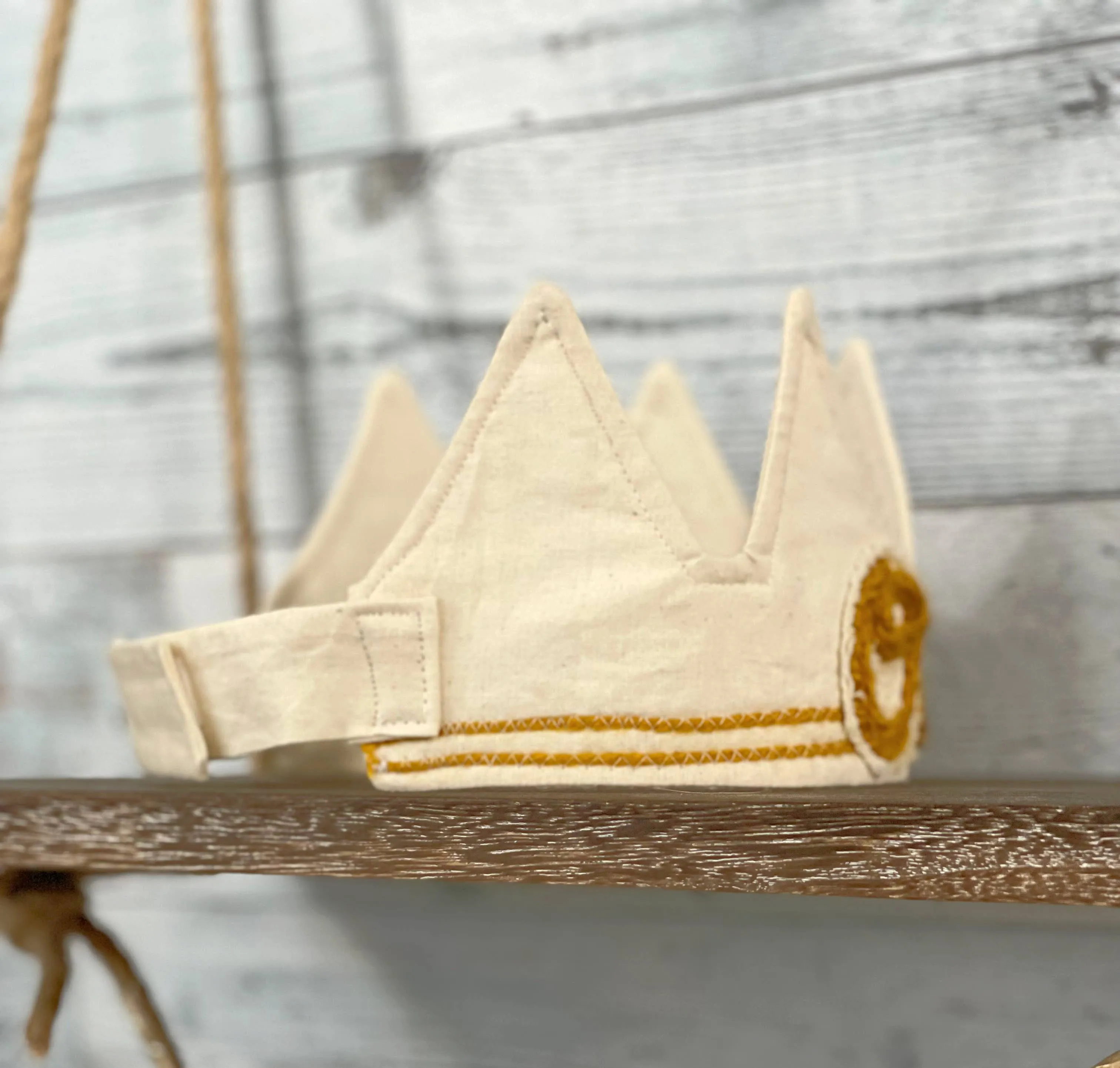 FIRST BIRTHDAY CROWN mustard crochet