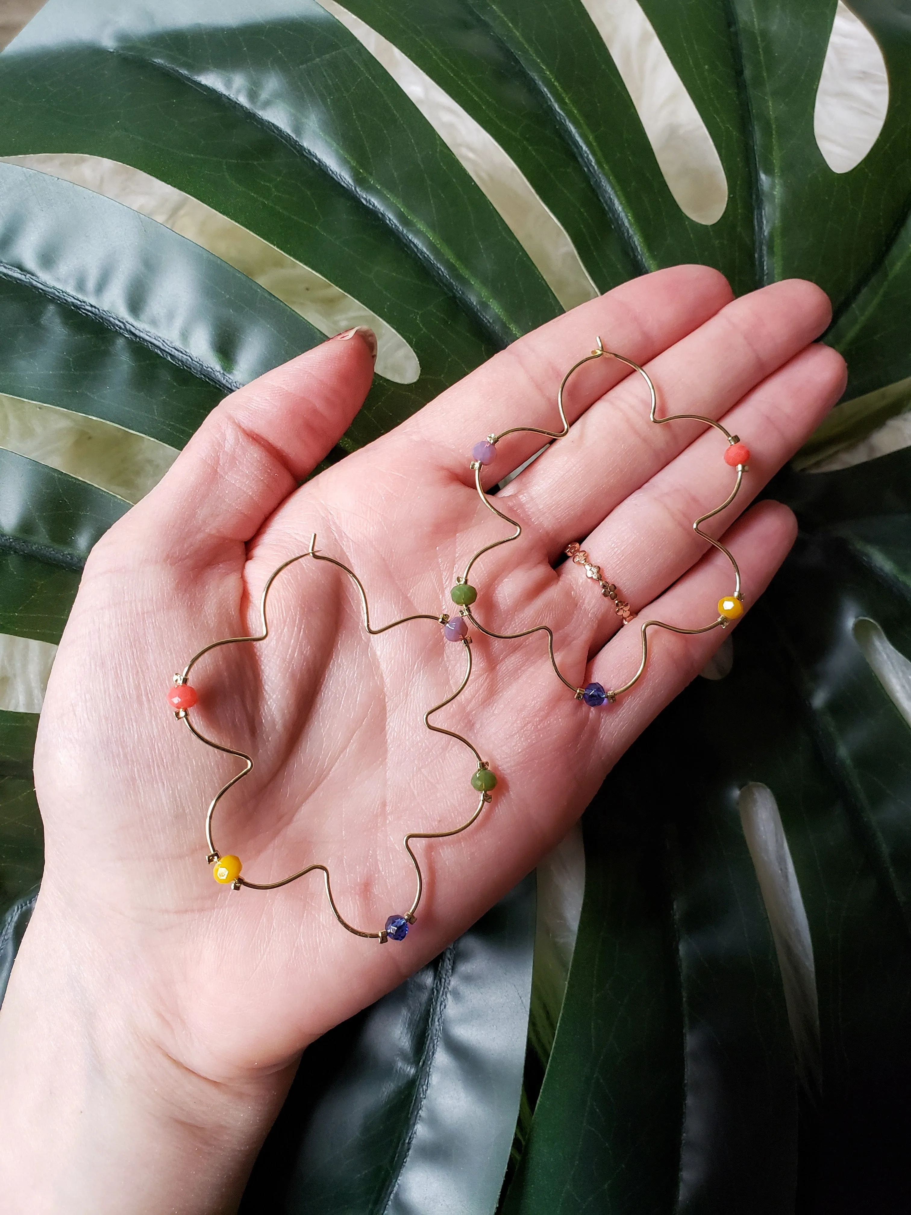 Flower Bead Hoops