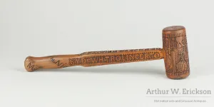 Folk Art Carved Texas IOOF Presentation Gavel