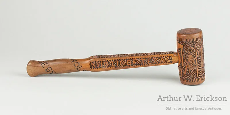 Folk Art Carved Texas IOOF Presentation Gavel