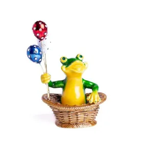 Frog Sitting in a Basket Holding Balloons