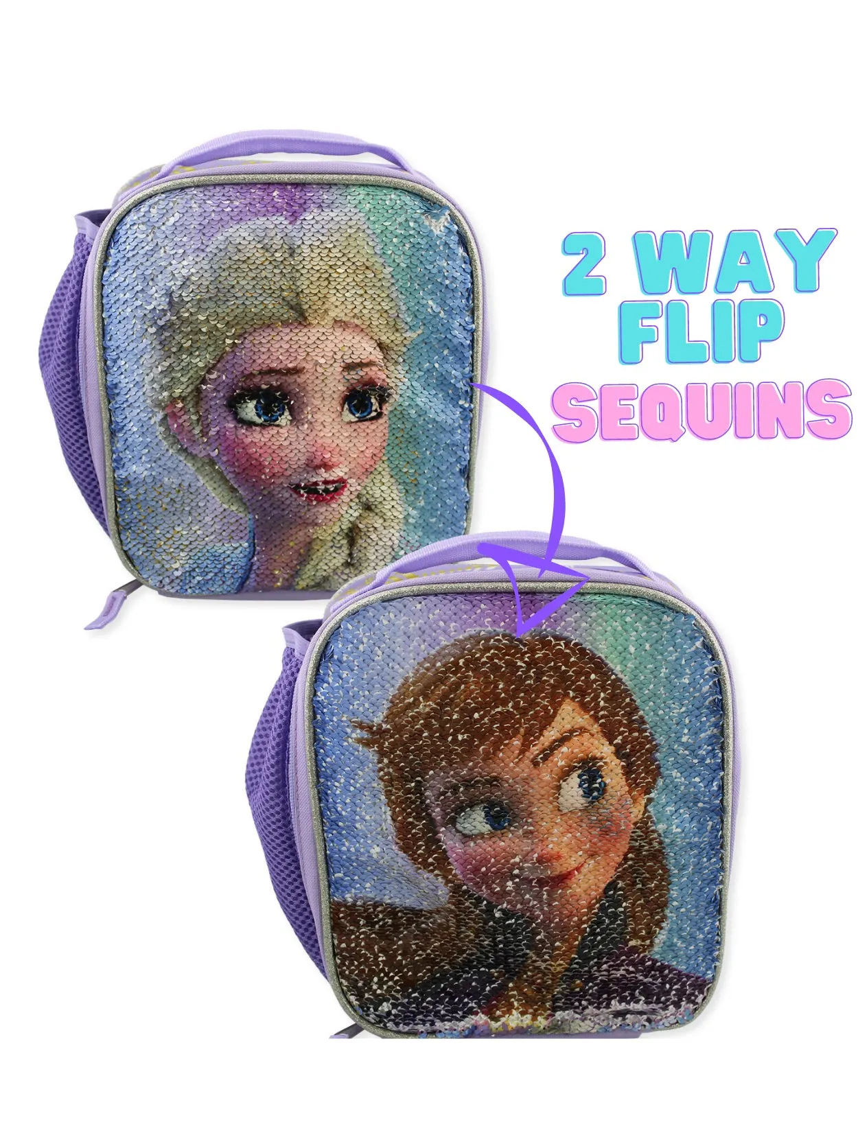 Frozen 2 Elsa Anna Insulated Flip Sequin School Lunch Box