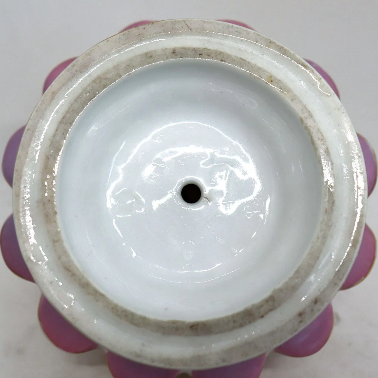 German Porcelain Pink and Gilt Smoker's Stand