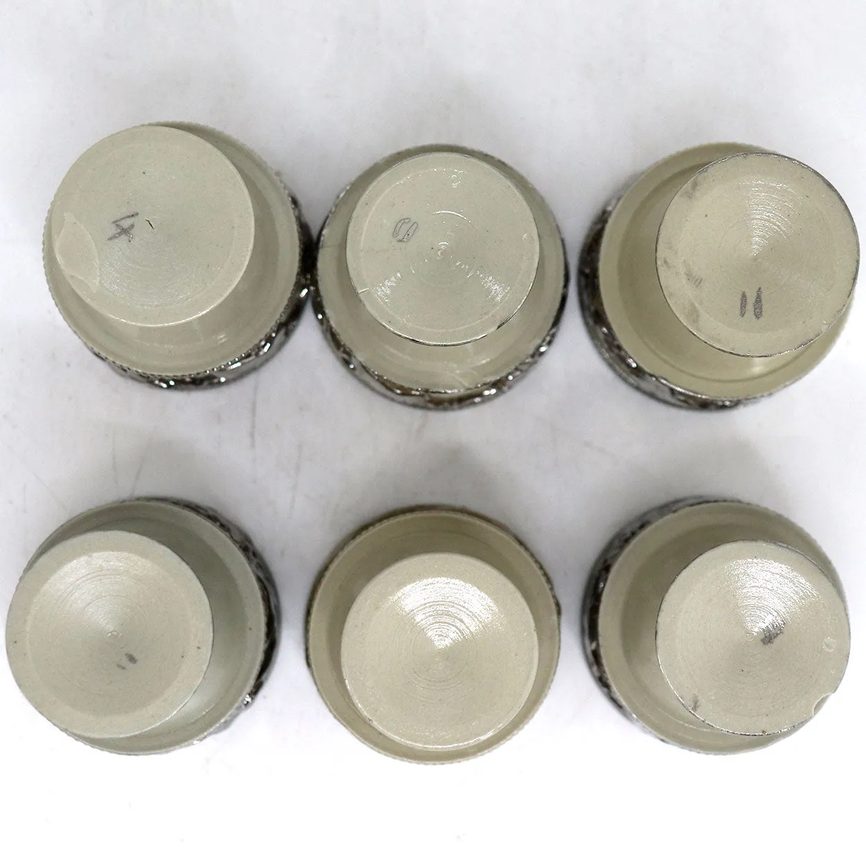 German Villeroy & Boch Silver Luster Ironstone Pottery 6-Cup Egg Cruet Stand