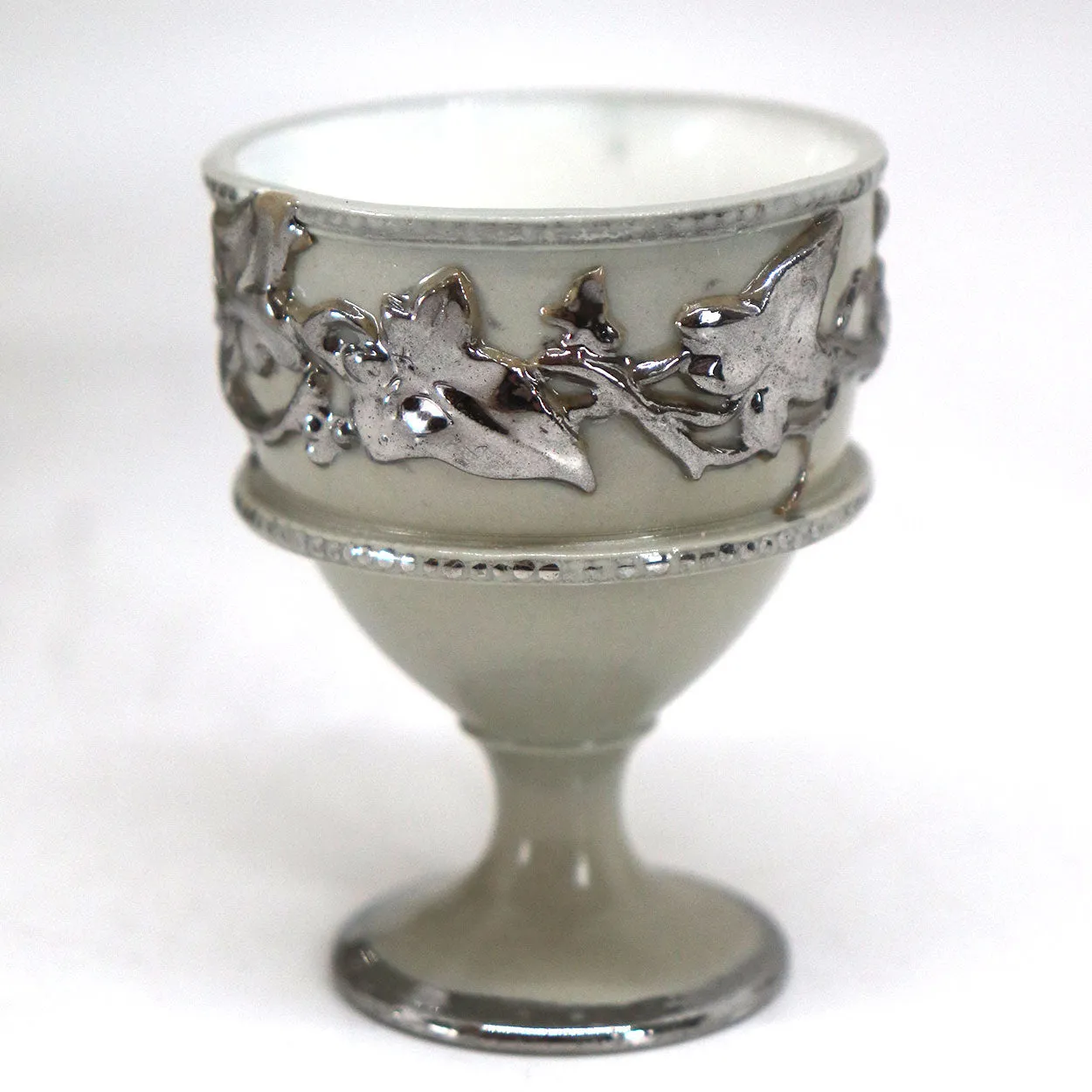 German Villeroy & Boch Silver Luster Ironstone Pottery 6-Cup Egg Cruet Stand